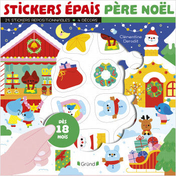 Stickers épais : Père Noël – Pochette de 25 autocollants épais et repositionnables avec 4 décors