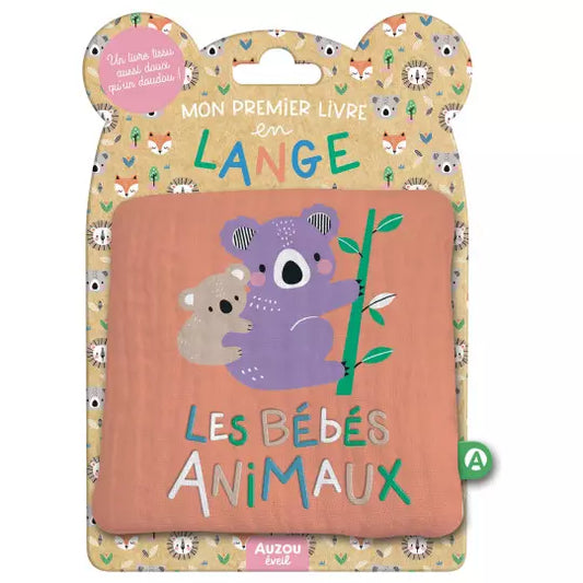 Mon premier livre tissu en lange - Les bébés animaux